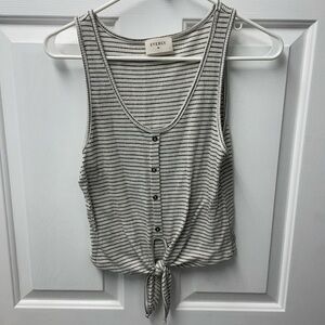 Everly Black and White Button-Front Tank Top